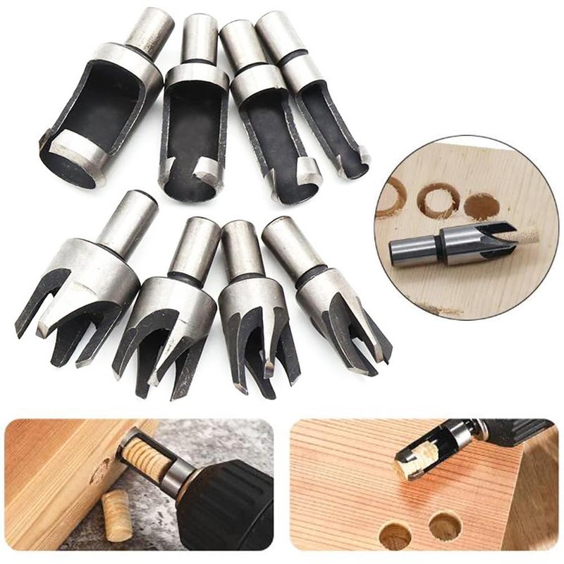 Eyech 8pcs Wood Plug Cutter Drill Bits Straight and Tapered Taper Woodworking Hole Saw Cutting Tool Carbon Steel Taper Claw Type Wood Plug Cutter Set 5/8" 1/2" 3/8" 1/4 "(6mm 10mm 13mm 16mm) - Image 5